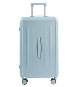 Habrur Rollkoffer Koffer Trolley Gepäck Für Damen-Koffer Mit Getränkehalter, USB-Spinnerräder, Hartschalengepäck Mit Schloss Koffer Gepäck Reisekoffer (Color : Blue, Size : 24in) von Habrur