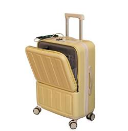 Habrur Rollkoffer Koffer Trolley Gepäck Mit TSA-Schloss Und USB-Ladeanschluss, Kann Im Flugzeug Getragen Werden. Damenkoffer Koffer Gepäck Reisekoffer (Color : Yellow, Size : 20in) von Habrur