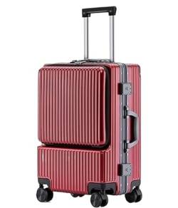 Habrur Rollkoffer Koffer Trolley Koffer Mit Frontöffnung, Wiederaufladbar, Universalrad, Aufgegebenes Gepäck, Handgepäck Koffer Gepäck Reisekoffer (Color : Rood, Size : 24inch) von Habrur