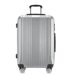 Habrur Rollkoffer Koffer Trolley Leichter Hartschalen-Handgepäck-Sicherheitskoffer Mit Großem Fassungsvermögen Koffer Gepäck Reisekoffer (Color : Sliver, Size : 24IN) von Habrur