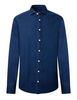 HACKETT LONDON Herren Dark Blue Denim Hemd, Navy, 3XL von Hackett London