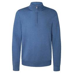 HACKETT LONDON Herren GMD Merino Silk Hzip Pullover, Blau (Steel Blue), L von Hackett London