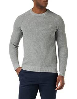 HACKETT LONDON Herren Mouline Crew Pullover Sweater, Grey (Grey/Ecru), XL von Hackett London