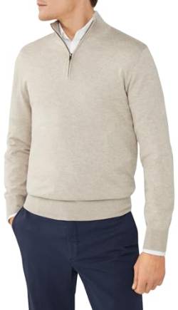 Hackett London Herren Cotton Silk HZIP Strickwaren, Grey (Taupe Beige), M von Hackett London