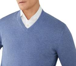 Hackett London Herren Cotton Silk V Neck Strickwaren, Blue (Chambray Blue), L von Hackett London