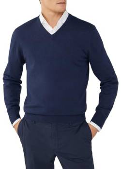 Hackett London Herren Cotton Silk V Neck Strickwaren, Blue (Navy), L von Hackett London