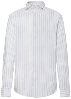 Hackett London Herren Feine Melange-Streifen Hemd, Weiß (White/Taupe), XL von Hackett London