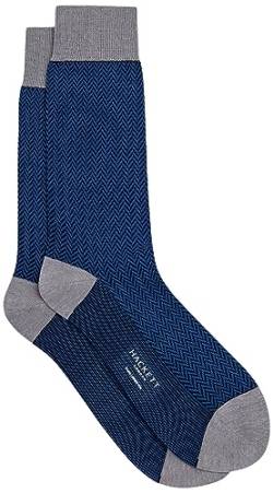 Hackett London Herren Fischgrätenmuster Socken, blau (Marineblau), S von Hackett London