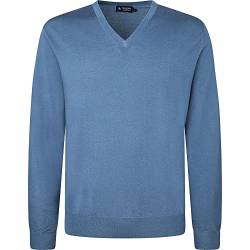 Hackett London Herren GMD Merino Silk V NCK Pullover, Blue (Chambray Blue), L von Hackett London