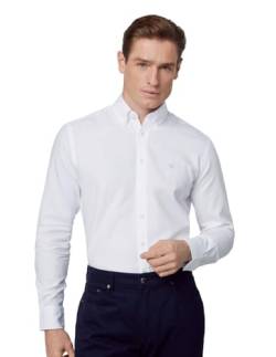 Hackett London Herren Garment Dyed Oxford Hemd, White (White), 3XL von Hackett London