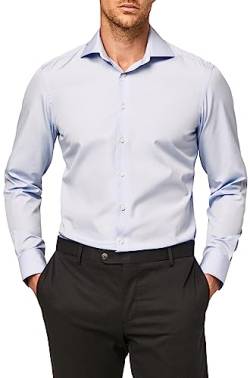 Hackett London Herren Poplin Slim BC Hemd, Blau (Sky 513), 43 (Herstellergröße: 167) von Hackett London