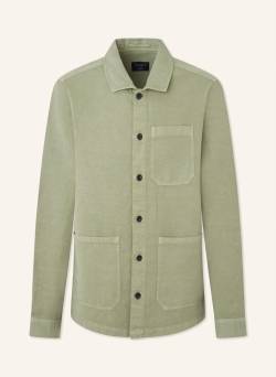 Hackett London Overjacket Cot Linen Overshirt gruen von Hackett London