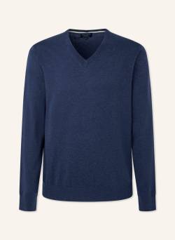 Hackett London Pullover Cotton Cashmere V Neck blau von Hackett London