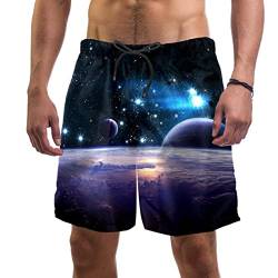 HadHfun Herren Badehose Universum Galaxy Planet Schnell trocknende Badeshorts für den Strand von HadHfun