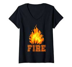 Damen Feuer und Eis passendes Halloween Kostüm für Erwachsene Paare T-Shirt mit V-Ausschnitt von Hadley Designs