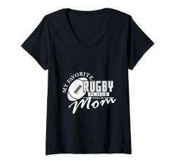 Damen My Favorite Rugby Player Calls Me Mom, Rugby-Geschenk T-Shirt mit V-Ausschnitt von Hadley Designs