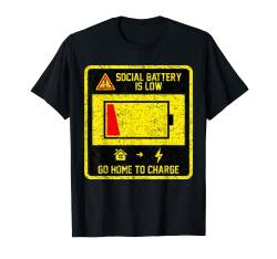 Retro Vintage My Social Battery, sarkastisch Antisocial T-Shirt von Hadley Designs