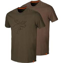 Härkila Graphic T-Shirt 2-Pack | Professionelle Jagd Kleidung & Jagd Zubehör für Herren & Damen | Skandinavische Qualität Made to Last | Willow Green/Slate Brown, XL von Härkila