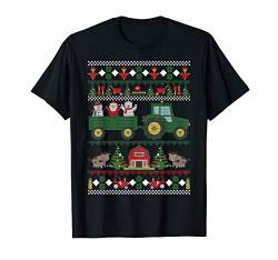 Farmer Ugly Christmas Tractor Farming Holiday Xmas Gift T-Shirt von Hässliches Weihnachts-T-Shirt Kaboom!