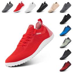 Hafiot Barfußschuhe Herren Damen Turnschuhe Barfussschuhe Traillaufschuhe Fitnessschuhe Schlupfschuhe Leicht Barfuss Schuhe Sneakers Rot Größe 40 von Hafiot