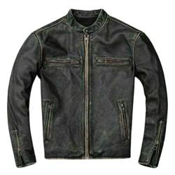 Hafsah Herren Vintage Retro Biker Motorrad Stilvolle Echtleder Jacke | Motorrad Distressed Cafe Racer Lederjacke, Schwarze Jacke im Used-Look, XL von Hafsah