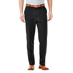 Haggar Cool 18 Herren Hose mit verstecktem Ausziehbarer Taille - Schwarz - 38W / 34L von Haggar