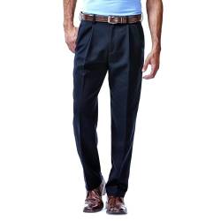 Haggar Cool 18 Herren Hose mit versteckter Bundfalte vorne, reguläre und große Größen - Blau - 38W / 31L von Haggar