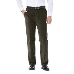 Haggar Herren 21 Wale Stretch Cord, Dehnbare Taille, Klassische Passform, einfarbige Vorderhose - Grün - 34W / 30L von Haggar