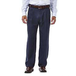 Haggar Herren Cool 18 versteckte erweiterbare Taille Falten vorne Hose - Normale und große Größen, Heather, Blau, 34W / 34L von Haggar