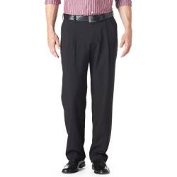 Haggar Herren ECLO Stria Expandable Waist Faltenband vorne - Schwarz - 38W / 32L von Haggar