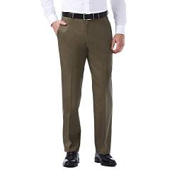 Haggar Herren Hochwertige, bügelfreie Khaki-Freizeithose mit klassischer Passform, Flache Vorderseite, Normale Größen Lässige Hose, Toast, 36W / 31L von Haggar