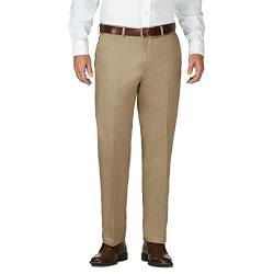 Haggar Herren-Hose für Arbeit bis Wochenende, versteckt, erweiterbare Taille, bügelfrei, Flache Vorderseite, Dark Taupe, 40W / 34L von Haggar