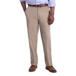 Haggar Herren Iron Free Premium Classic Fit Flat Front Expandable Waist Casual Pant Unterhose, Medium Khaki, 40W / 30L von Haggar