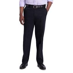 Haggar Herren Iron Free Premium Khaki Classic Fit Flat Front Expandable Waist Casual Pant Hose, schwarz, 38W / 29L von Haggar