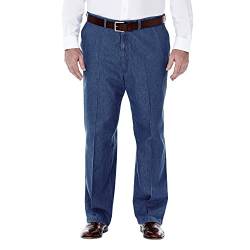 Haggar Herren Plissee & Flat Front Denim – Normale und große & große Größen, Cadet Blue 01, 48W / 34L von Haggar