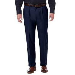 Haggar Herren Premium Comfort Classic Fit Bundfalte Front Pant Reg Größen Klassische Hose, Blau, 36W / 32L von Haggar