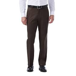 Haggar Herren Premium bügelfrei, Klassische Passform, erweiterbare Taille, einfarbig, Vorderhose, Pyjama, رو و ر للر اللل Lässige Hose, Schokoladenbraun, 42W / 29L von Haggar