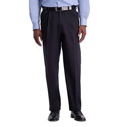 Haggar Herren Work to Weekend Classic Fit Flat Front & Pleat Regular Big and Tall Sizes Hose, Einfarbig Schwarz, 32W / 30L von Haggar