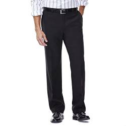 Haggar Men's Repreve Stria Hidden Expandable Waist Plain Front Dress Pant, Black,36x30 von Haggar