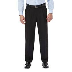 Haggar Mynx Gabardine-Hose für Herren, Plissierte Vorderseite, versteckte Dehnbare Taille, Schwarz, Bundweite: 97 cm, beinlänge: 81 cm (38 W / 32 L) von Haggar