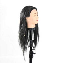 Hagsnec 40 Cm Mannequin Kopf Lange Schwarze Haare PerüCken Styling Friseur Puppen Puppen PerüCke Dummy Kopf Kosmetik Modell von Hagsnec