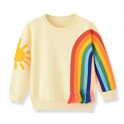 HahaNice Pullover Mädchen Sweatshirt Langarm Tops Fleece mit Rundhalsausschnitt 2 Jahre Regenbogenfarben von HahaNice
