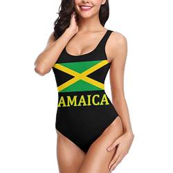 HaiRui YunDa Jamaikanische Flagge Damen Einteiler Badeanzug mit niedrigem Rückenteil Badeanzug Bikini Bademode - Schwarz - Large von HaiRui YunDa