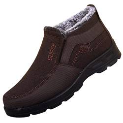 HaicoM Schneestiefel Herren Herren Thermo-Fleece gefüttert Slip On Zwickel Schuhe Warm Winter Casual Smart Knöchel Länge Stiefel Schuhe Dicke Sohle Rutschfeste Einfarbig Einfaches Design Plüsch Low von HaicoM