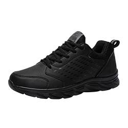 Weiche Traillaufschuhe Herren Wasserdichte Golfschuhe Herren Walking Tennis Anti-Rutsch Schuhe Schnürschuhe Runde Zehe Turnschuhe Herren Sport Sneaker Schuhe PU Solide Lässige Mode Einfache Schuhe, a, von HaicoM