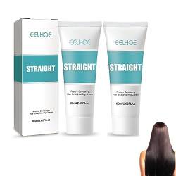 Hair Straightener Cream, Protein Hair Straightening Cream, Haarglättungscreme für Lockiges, Nährendes, Schnelles Glätten,Hair Straightener Treatment Cream for Curly Hair (2PC) von Hailmkont
