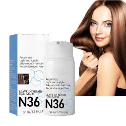 N36 Leave-In Repair Haarmaske, N36 Leave-In Molecular Repair Hair Mask Treatment to Repair Dry Hair, 4 Minutes to Reverse Hair Damage from Bleach, Color, Chemical Services and Heat, 50ml (1PC) von Hailmkont