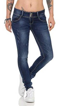 Hailys Damen Jeans Camila Hüfthose Skinny VF-L205 Dark Blue M von Hailys