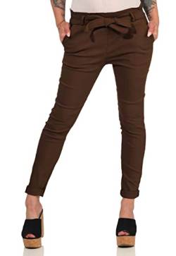 Hailys Damen Paperbag Stoffhose Bengi mit Bindegürtel BFA-6698A-SS Chocolate M von Hailys