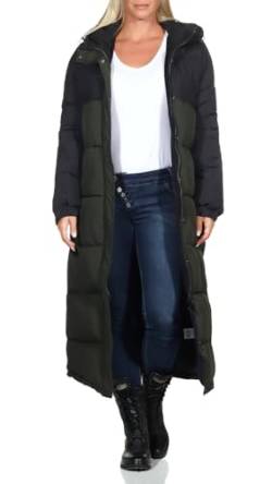 Hailys Damen Steppmantel Lo44va extralanger Parka mit Kapuze zweifarbig COF-PO2203010 Khaki/Black L von Hailys